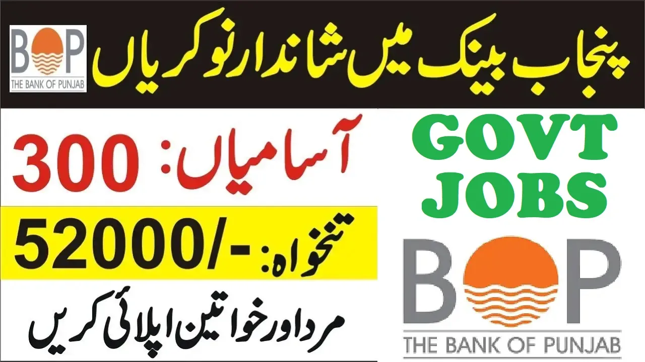 Punjab Bank BOP Jobs 2023 for Males and Females